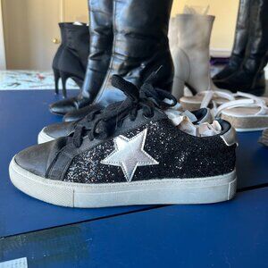 Sparkly Black Sneakers with Silver Star, Time & Tru, Size 8.5